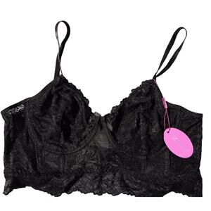 Avidlove Black Lace Bralette adjustable spaghetti straps with Underwire NEW XXL